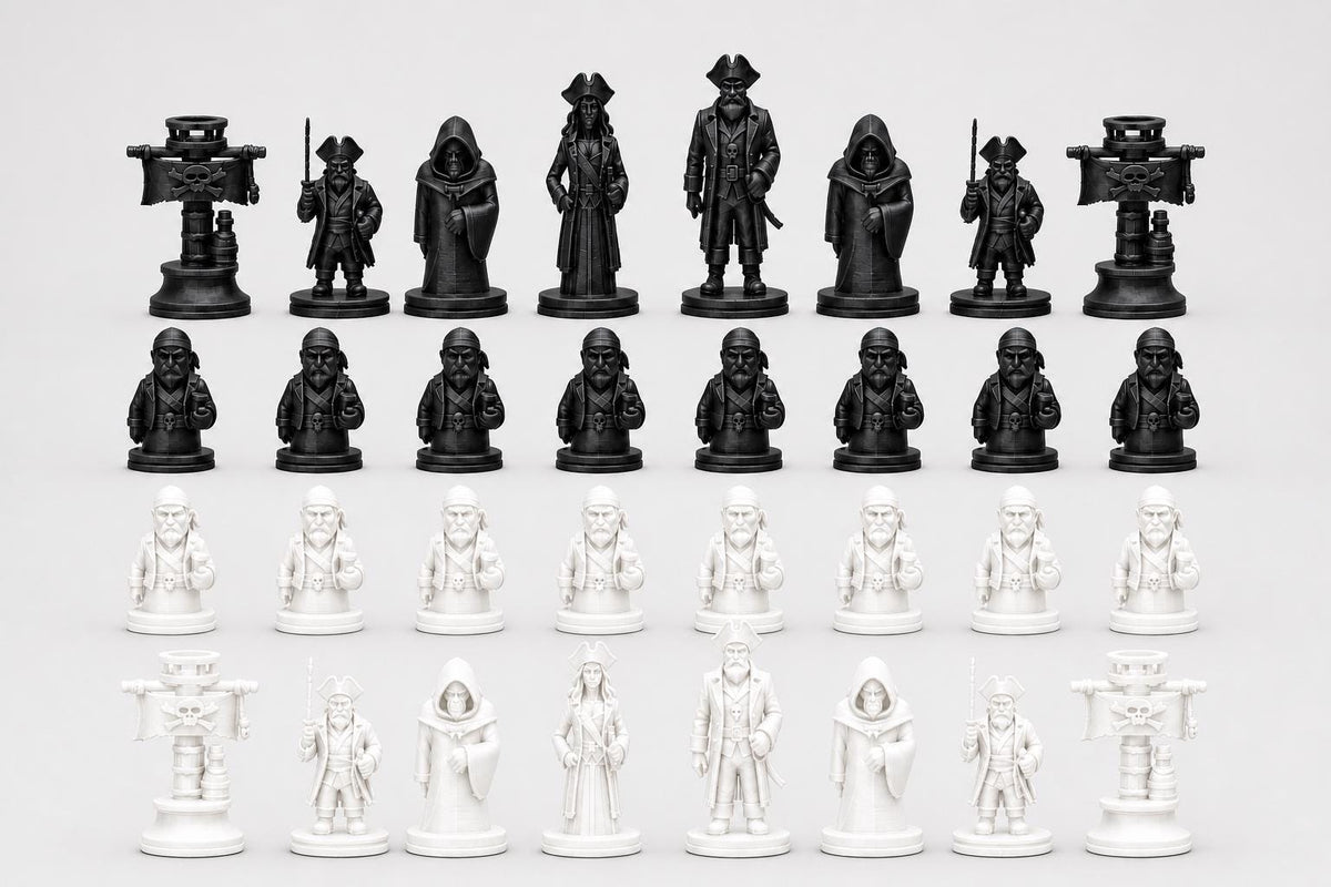 Piraten-Schachfigurenset – komplettes 32-teiliges Schachset – Ansicht 4