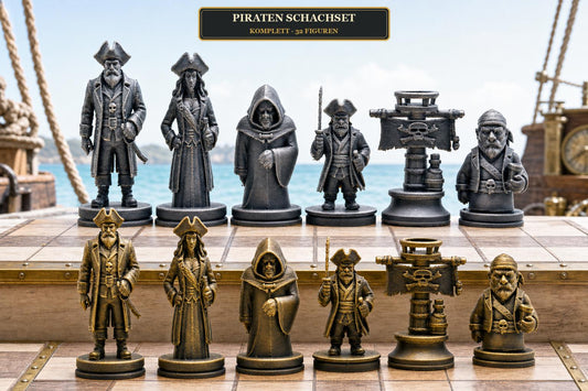 Piraten-Schachfigurenset – komplettes 32-teiliges Schachset – Ansicht 1