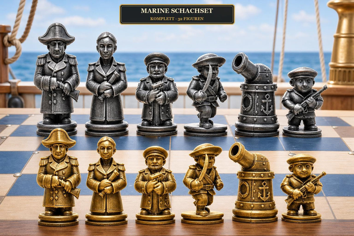 Marine-Schachfigurenset – komplettes 32-teiliges Schachset – Ansicht 1