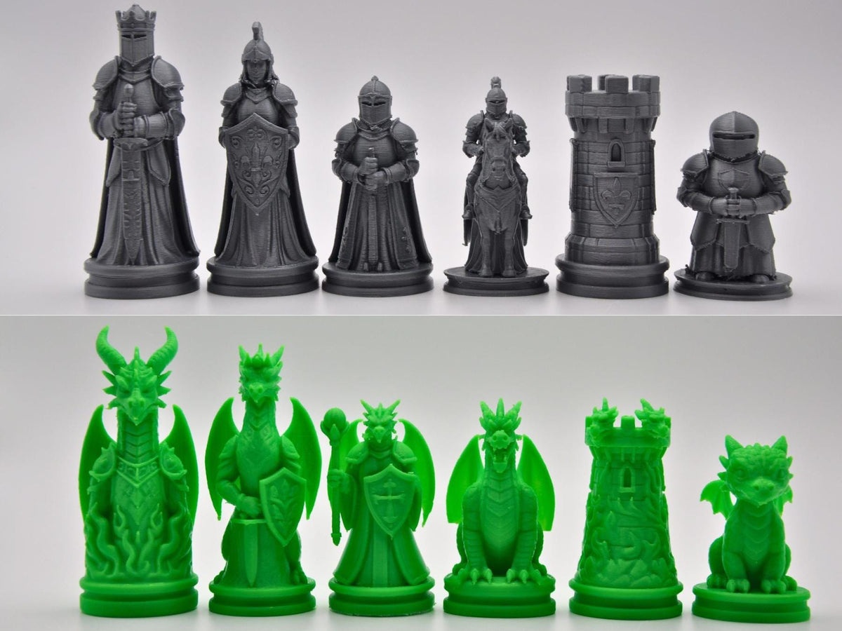 Ritter-gegen-Drachen-Schachfigurenset – komplettes 32-teiliges Schachset – Ansicht 5