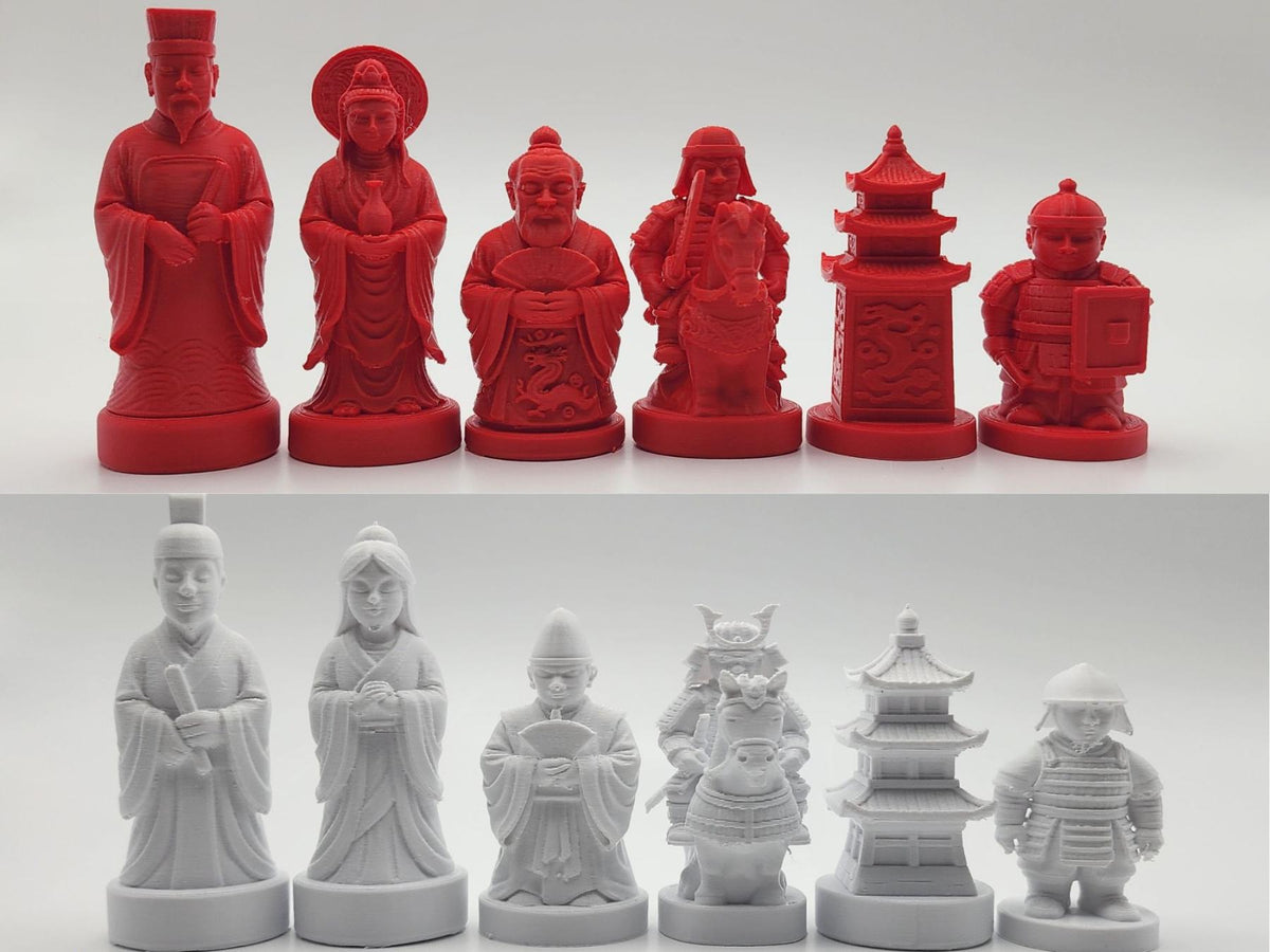 Historisches-China-gegen-historisches-Japan-Schachfigurenset – komplettes 32-teiliges Schachset – Ansicht 5