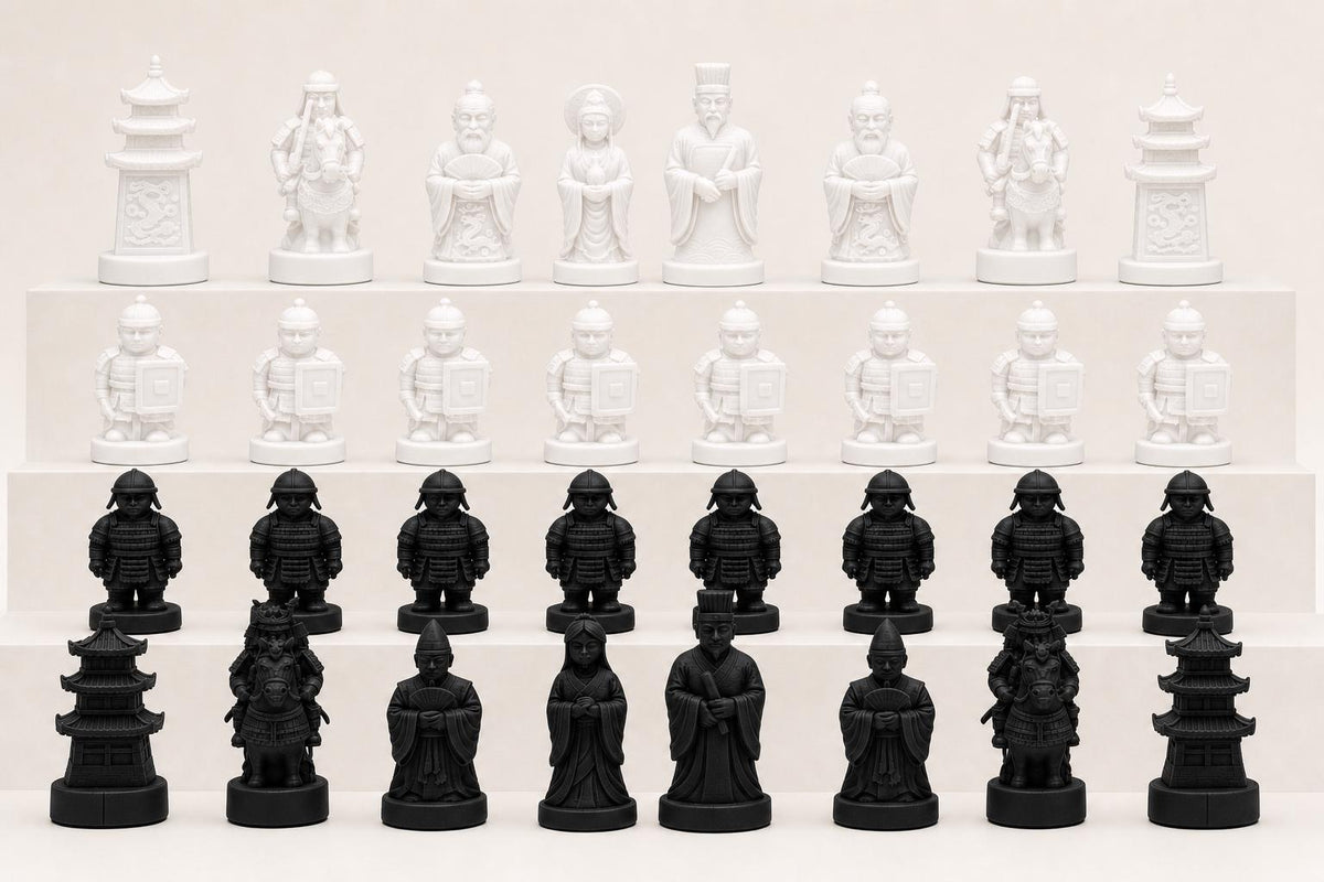 Historisches-China-gegen-historisches-Japan-Schachfigurenset – komplettes 32-teiliges Schachset – Ansicht 4
