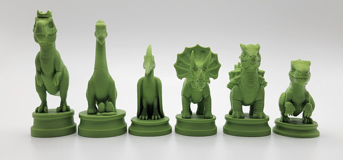 Dinosaurier-gegen-Steinzeitmenschen-Schachfigurenset – komplettes 32-teiliges Schachset – Ansicht 6