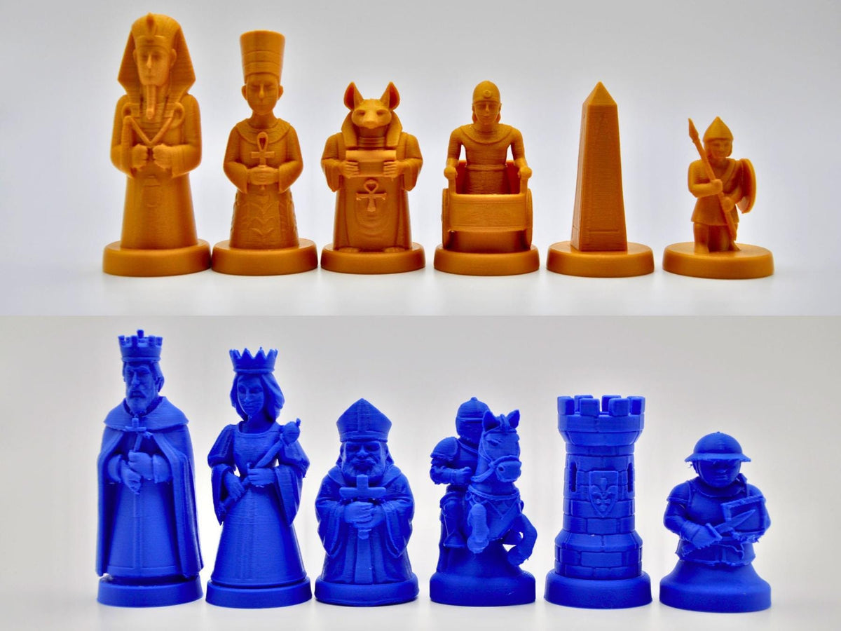 Altes-Ägypten-gegen-mittelalterliches-Europa-Schachfigurenset – komplettes 32-teiliges Schachset – Ansicht 5