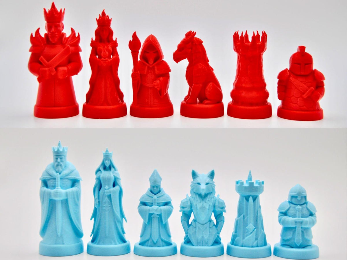 Feuer-gegen-Eis-Schachfigurenset – komplettes 32-teiliges Schachset – Ansicht 5