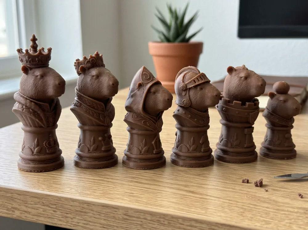 Capybara-gegen-Axolotl-Schachfigurenset – komplettes 32-teiliges Schachset – Ansicht 4