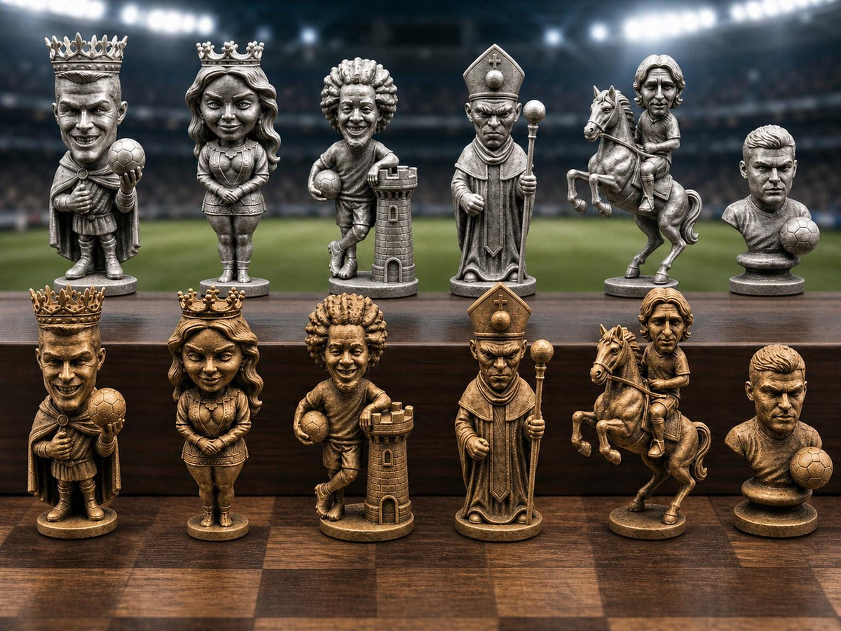 Fußball-Legenden-Schachfigurenset – komplett 32-teilig – Ansicht 1
