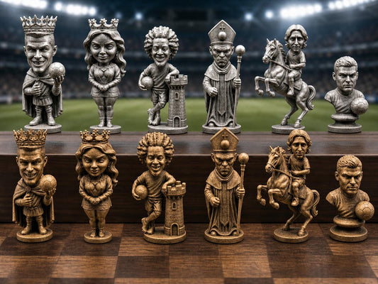 Fußball-Legenden-Schachfigurenset – komplett 32-teilig – Ansicht 1