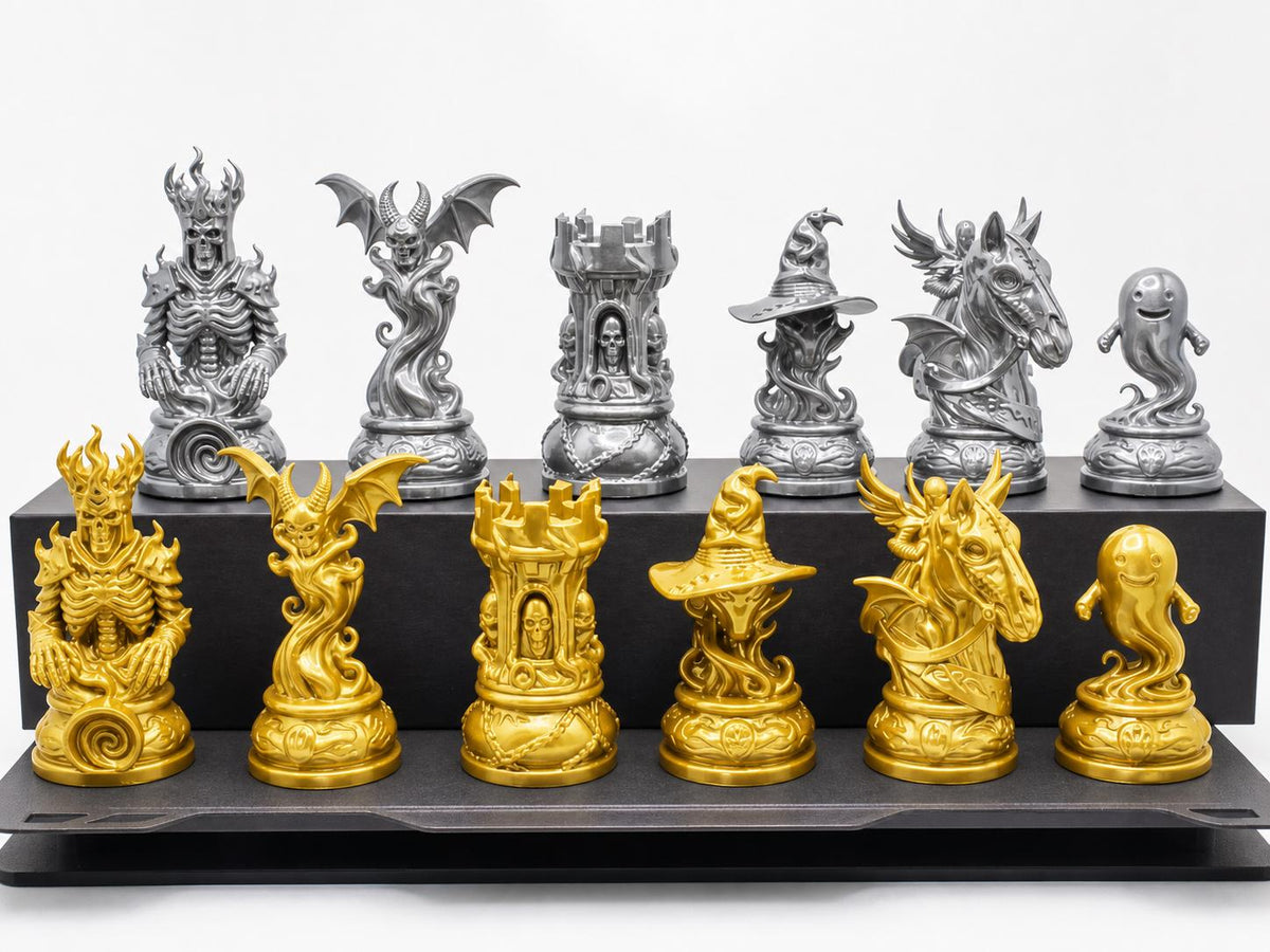 Dämonisches Dark-Fantasy-Schachfigurenset – komplettes 32-teiliges Schachset – Ansicht 2