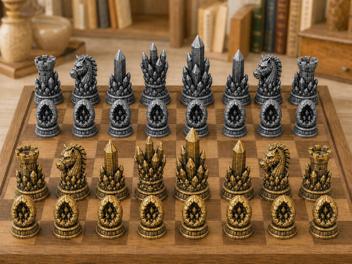 Kristallhöhlen – komplettes 32-teiliges Schachfigurenset – Ansicht 1