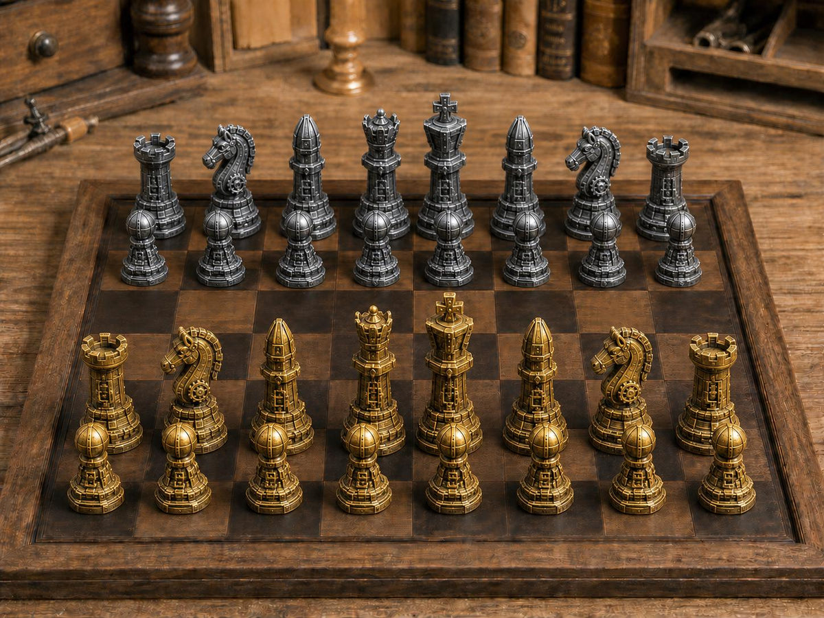 Kybernetische Figuren – komplettes 32-teiliges Schachfigurenset – Ansicht 1