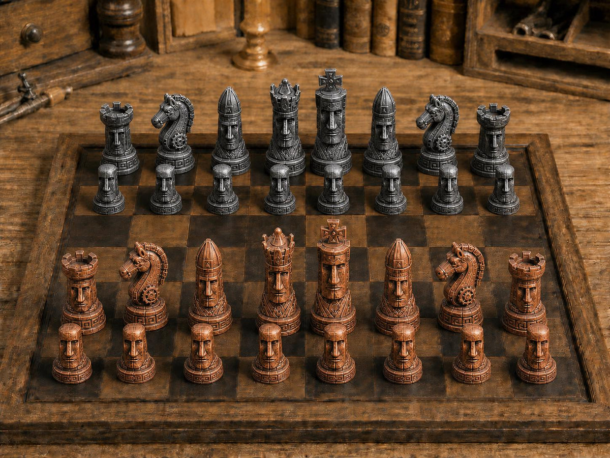 Legenden von Rapa Nui – komplettes 32-teiliges Schachfigurenset – Ansicht 2