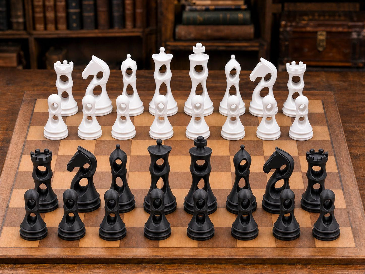 Offene Hohlformen – komplettes 32-teiliges Schachfigurenset – Ansicht 3