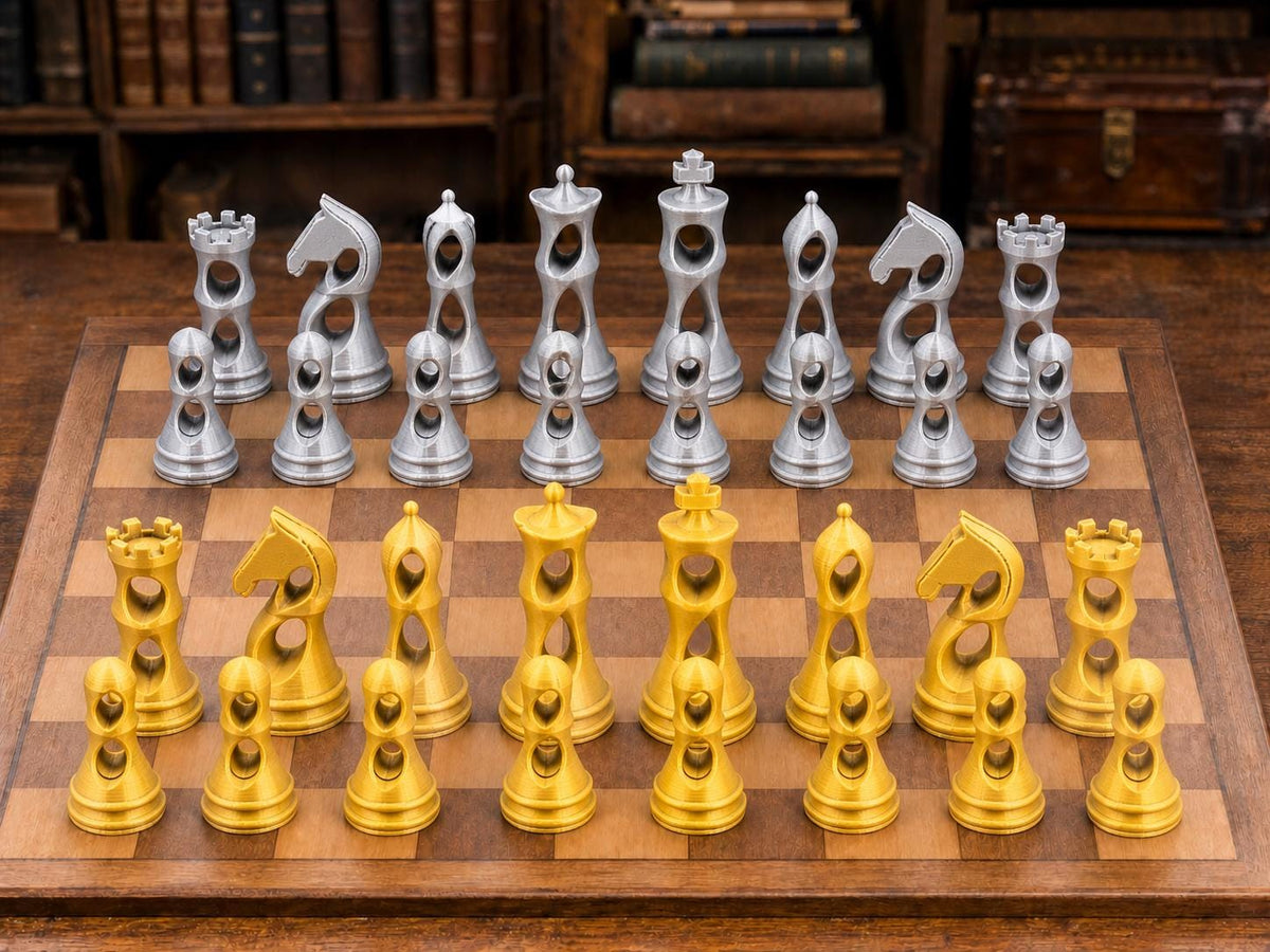 Offene Hohlformen – komplettes 32-teiliges Schachfigurenset – Ansicht 4