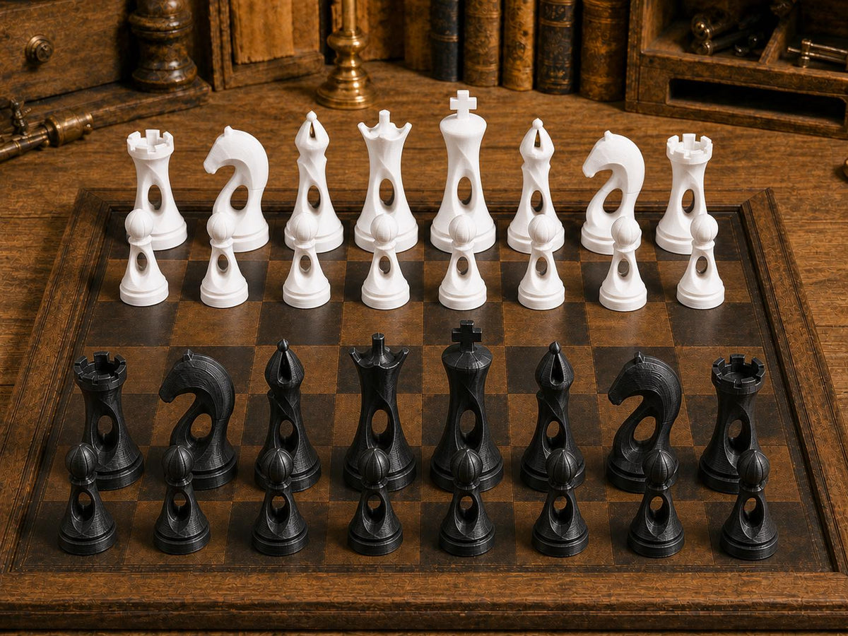 Fließende Aura – komplettes 32-teiliges Schachfigurenset – Ansicht 3