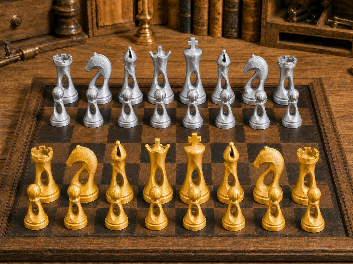 Fließende Aura – komplettes 32-teiliges Schachfigurenset – Ansicht 4