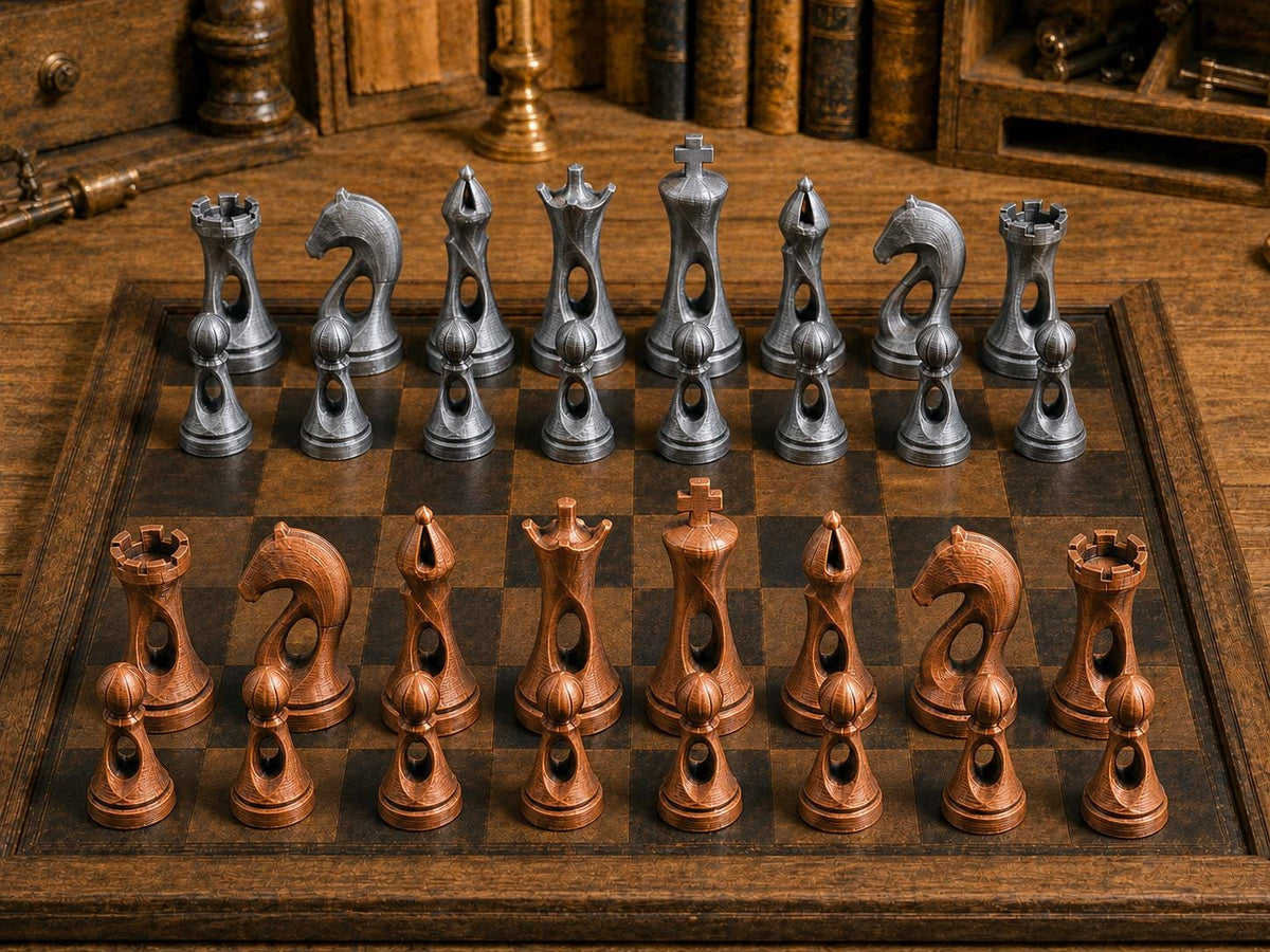 Fließende Aura – komplettes 32-teiliges Schachfigurenset – Ansicht 2