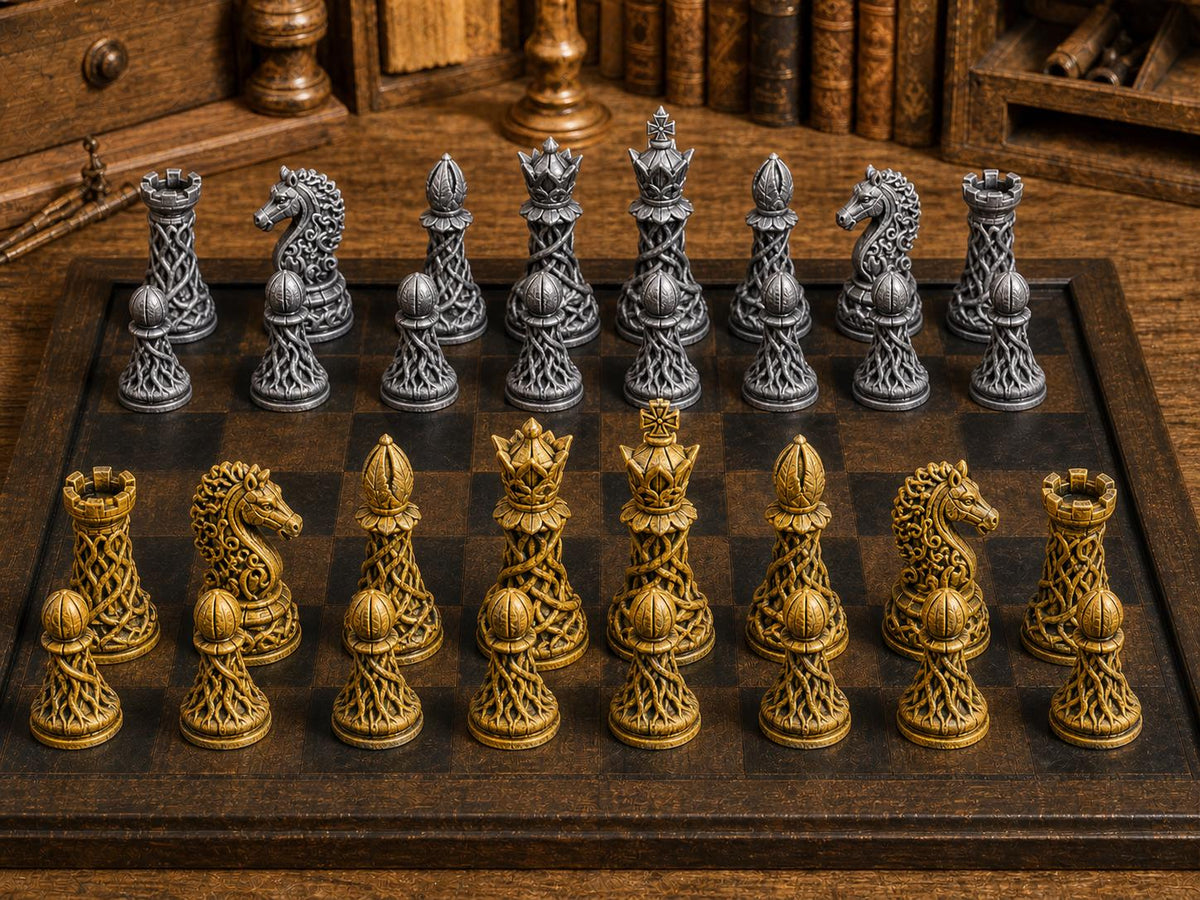 Waldkönigreich – komplettes 32-teiliges Schachfigurenset – Ansicht 1