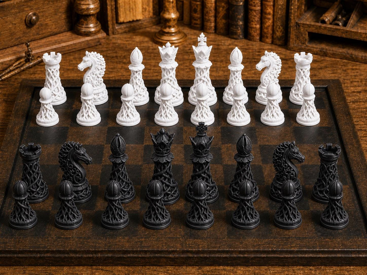 Waldkönigreich – komplettes 32-teiliges Schachfigurenset – Ansicht 3