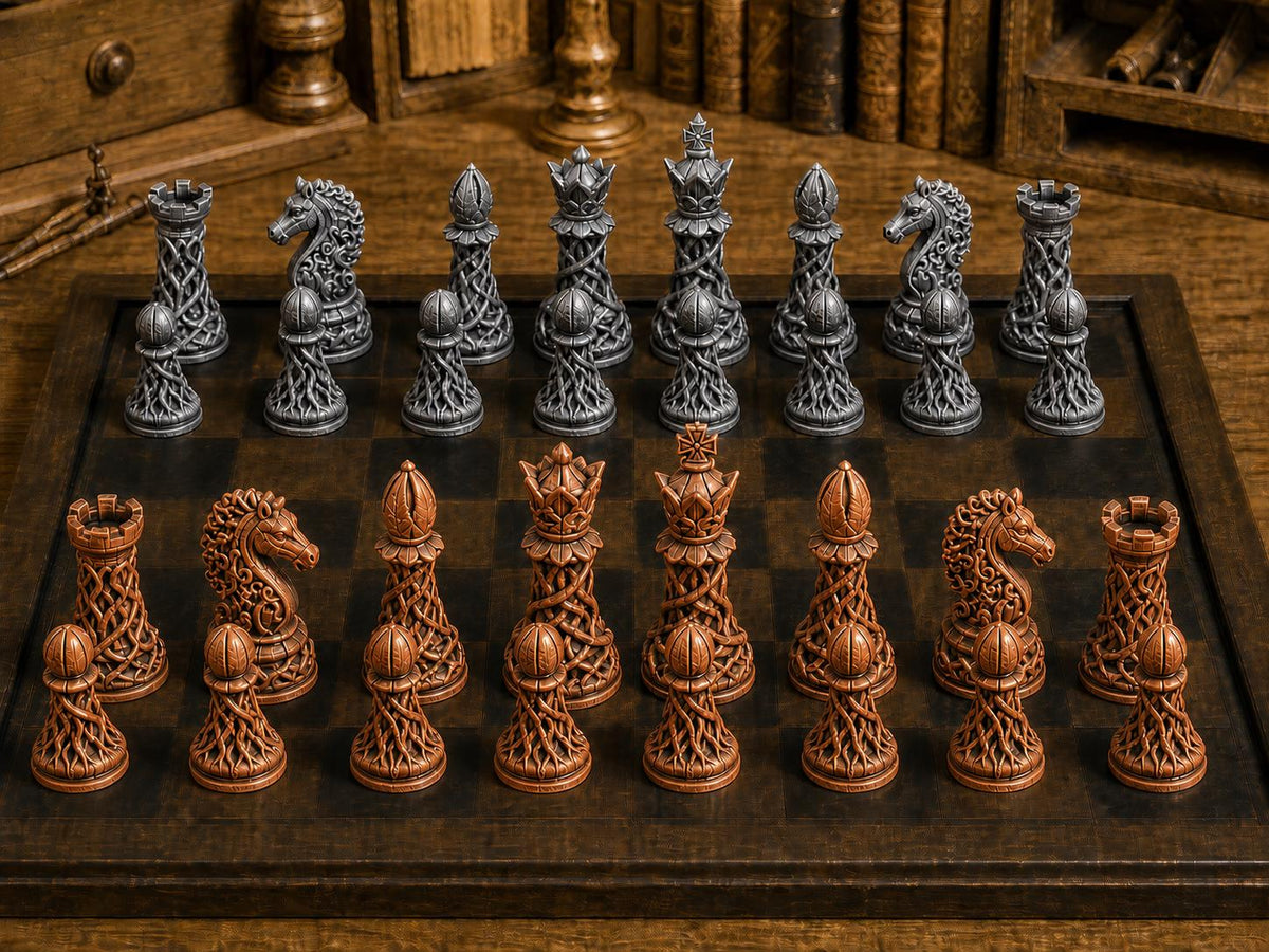 Waldkönigreich – komplettes 32-teiliges Schachfigurenset – Ansicht 2