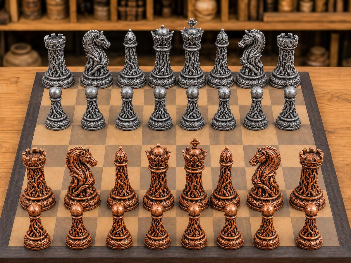 Eichenwurzel – komplettes 32-teiliges Schachfigurenset – Ansicht 2