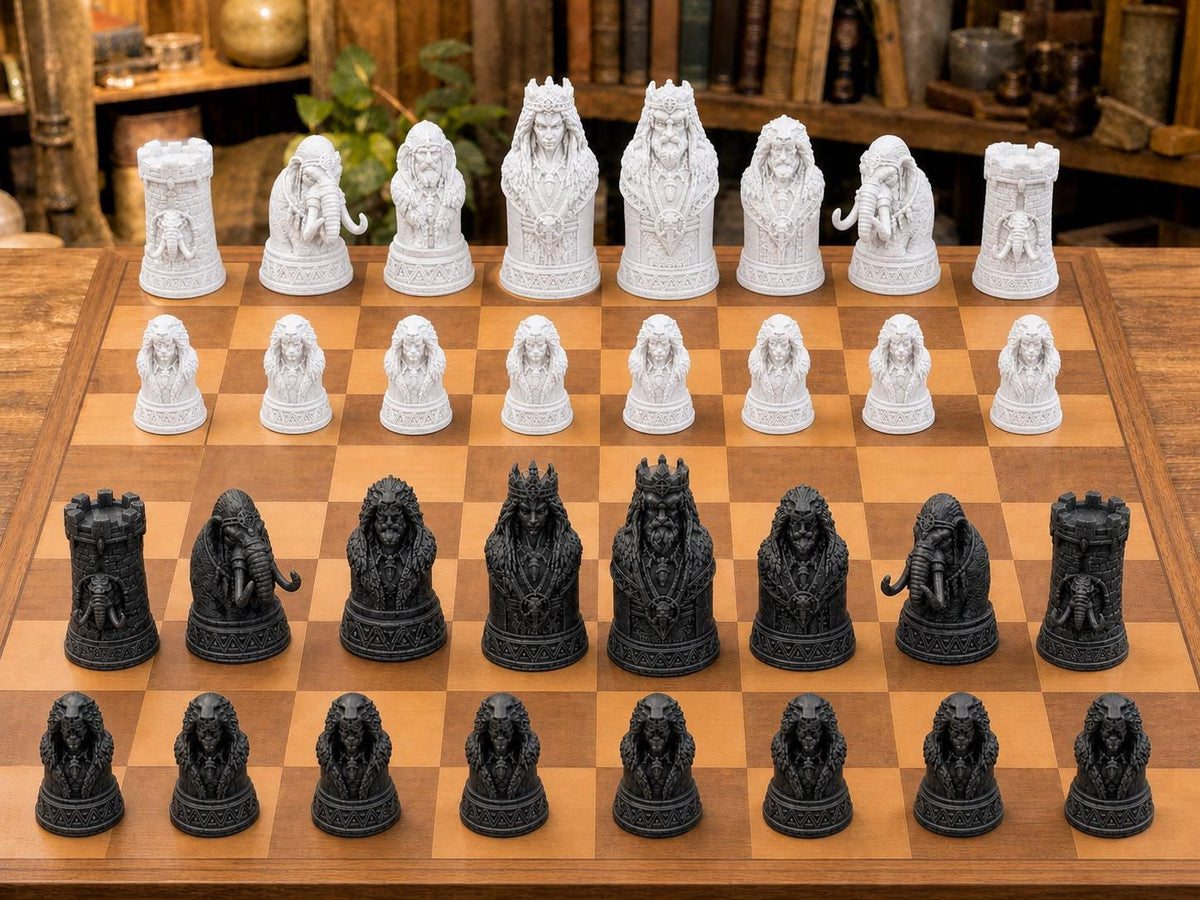 Prähistorische Herrscher – komplettes 32-teiliges Schachfigurenset – Ansicht 3