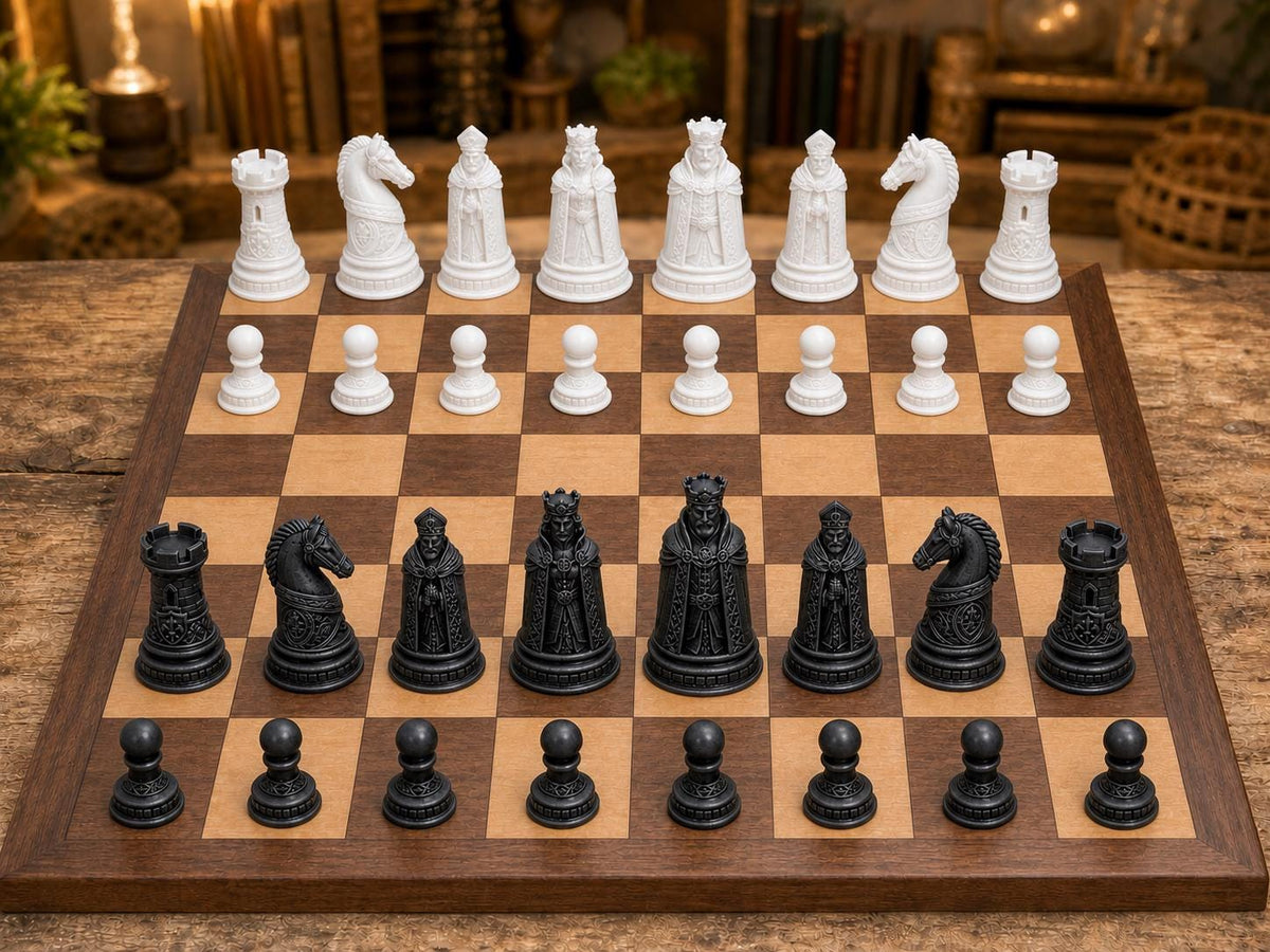 Moderne Hofgesellschaft – komplettes 32-teiliges Schachfigurenset – Ansicht 3