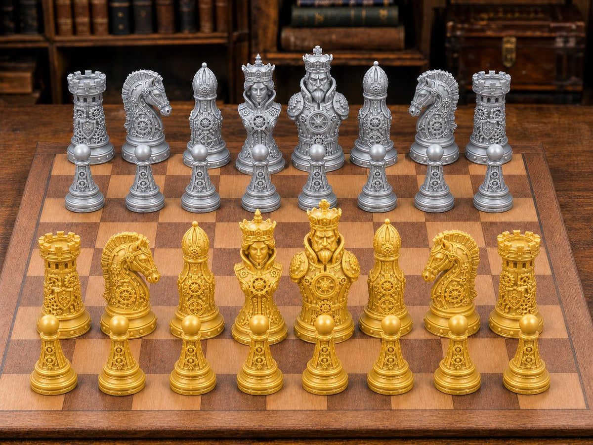 Steampunk-Monarchie – komplettes 32-teiliges Schachfigurenset – Ansicht 4