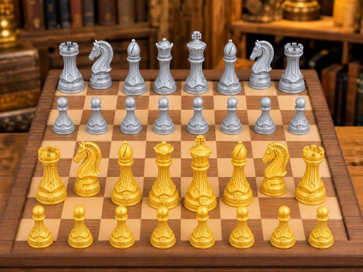 Facettierter Klassiker – komplettes 32-teiliges Schachfigurenset – Ansicht 4