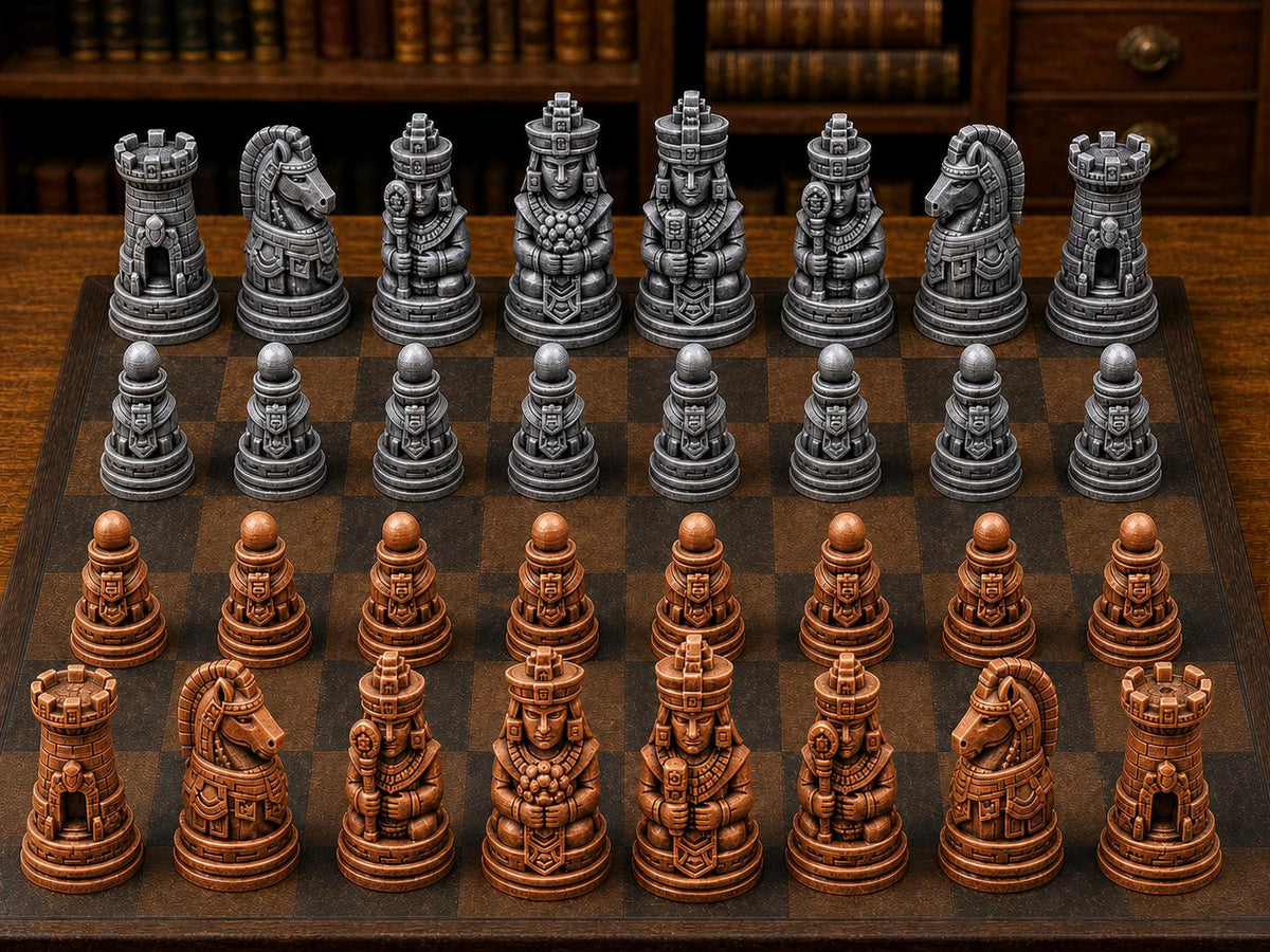 Maya-Reich – komplettes 32-teiliges Schachfigurenset – Ansicht 2