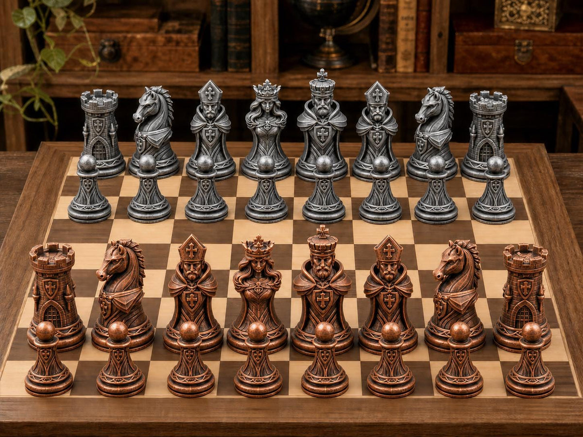 Skulpturale Kronen – komplettes 32-teiliges Schachfigurenset – Ansicht 2