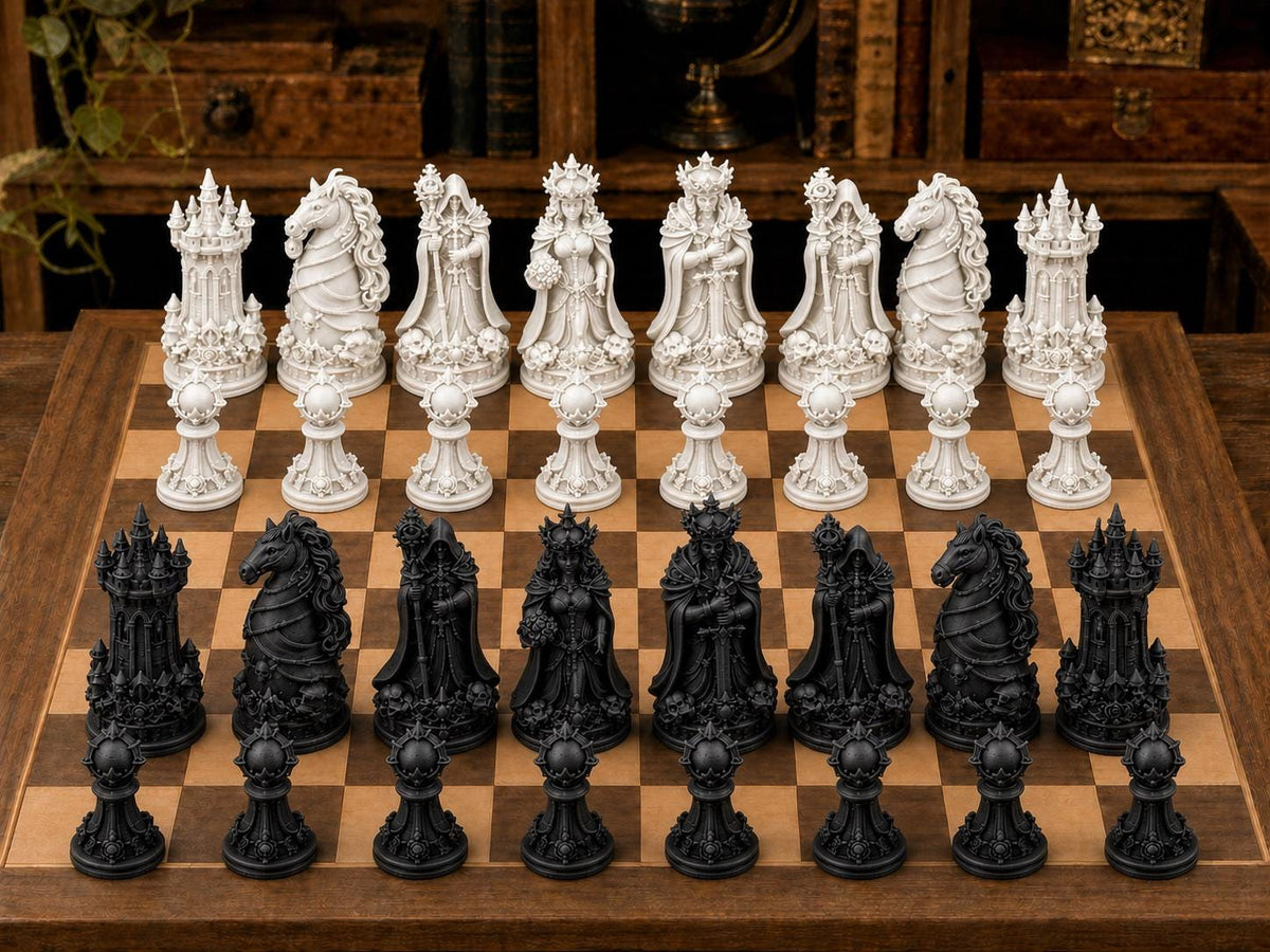 Dunkler Herrscher – komplettes 32-teiliges Schachfigurenset – Ansicht 3