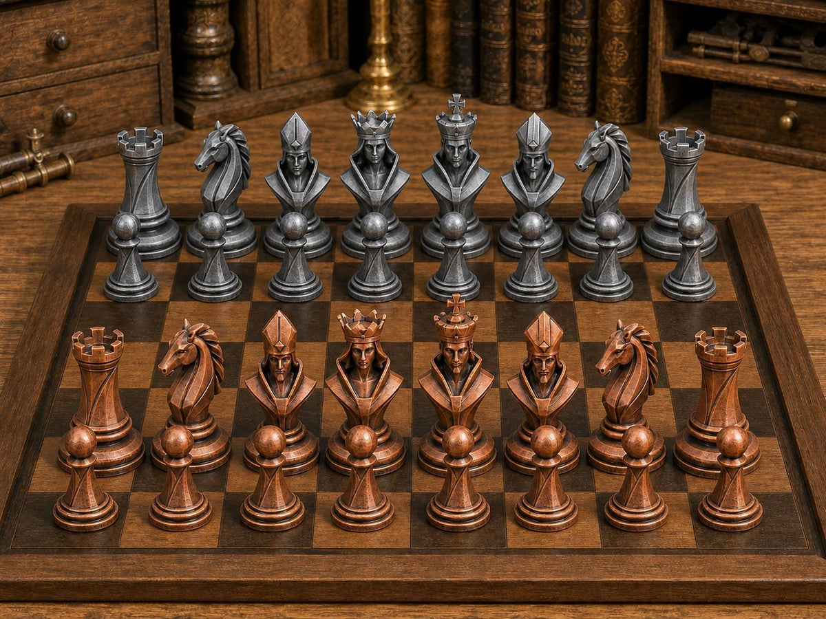 Edle Geometrie – komplettes 32-teiliges Schachfigurenset – Ansicht 2