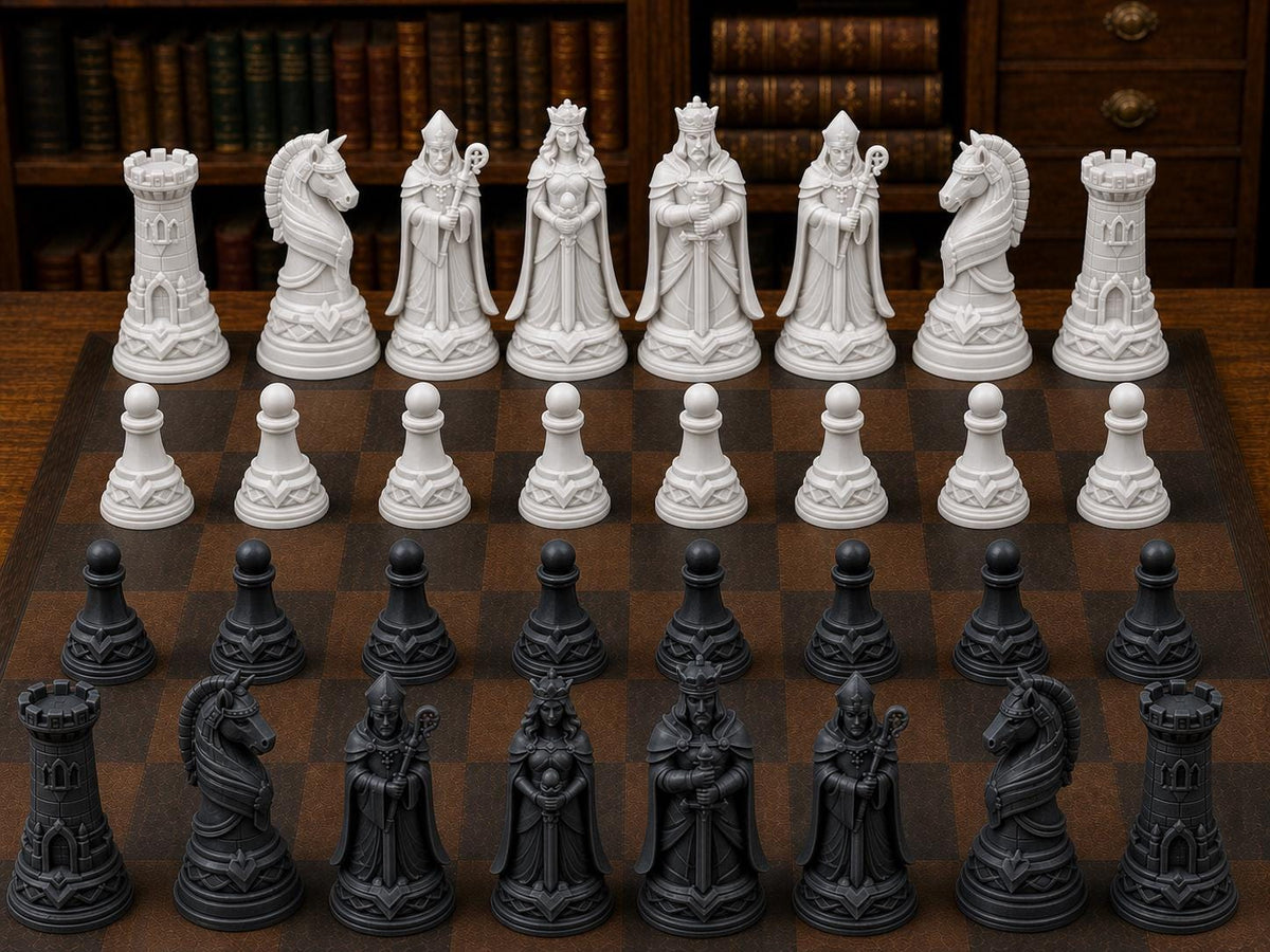 Ewiges Herrscherreich – komplettes 32-teiliges Schachfigurenset – Ansicht 3