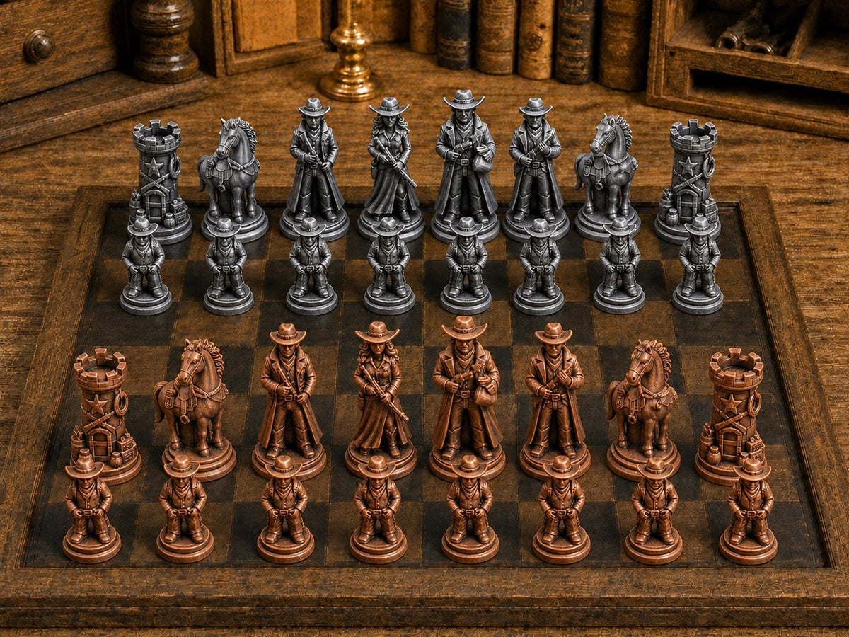 Legenden des Wilden Westens – komplettes 32-teiliges Schachfigurenset – Ansicht 2