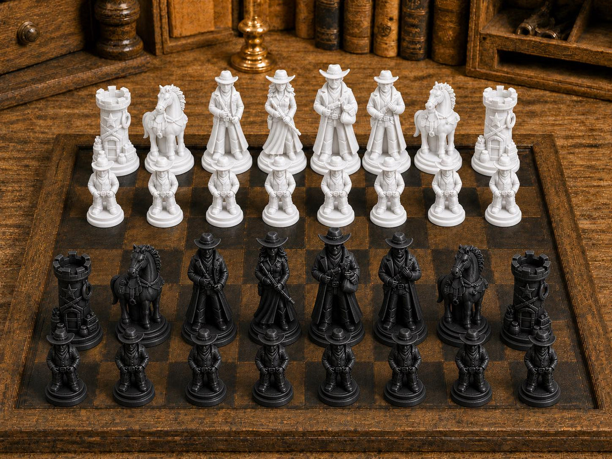 Legenden des Wilden Westens – komplettes 32-teiliges Schachfigurenset – Ansicht 3