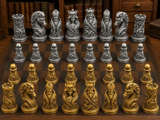 Imperialer Barock – komplettes 32-teiliges Schachfigurenset – Ansicht 1