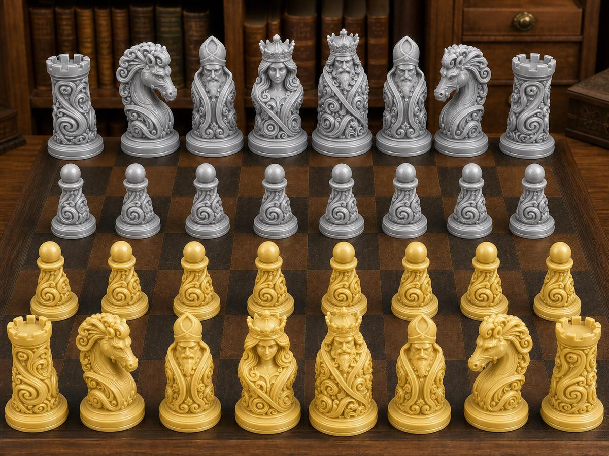 Imperialer Barock – komplettes 32-teiliges Schachfigurenset – Ansicht 4