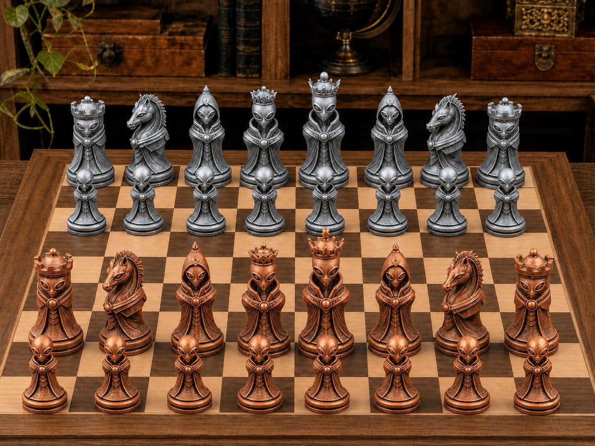 Außerirdische – komplettes 32-teiliges Schachfigurenset – Ansicht 2