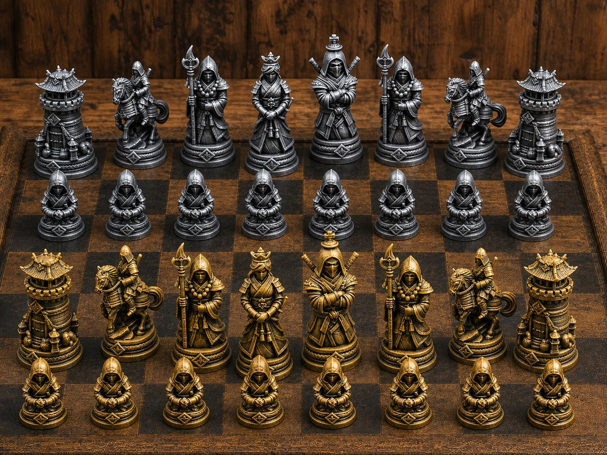 Ninja-Krieger – komplettes 32-teiliges Schachfigurenset – Ansicht 1