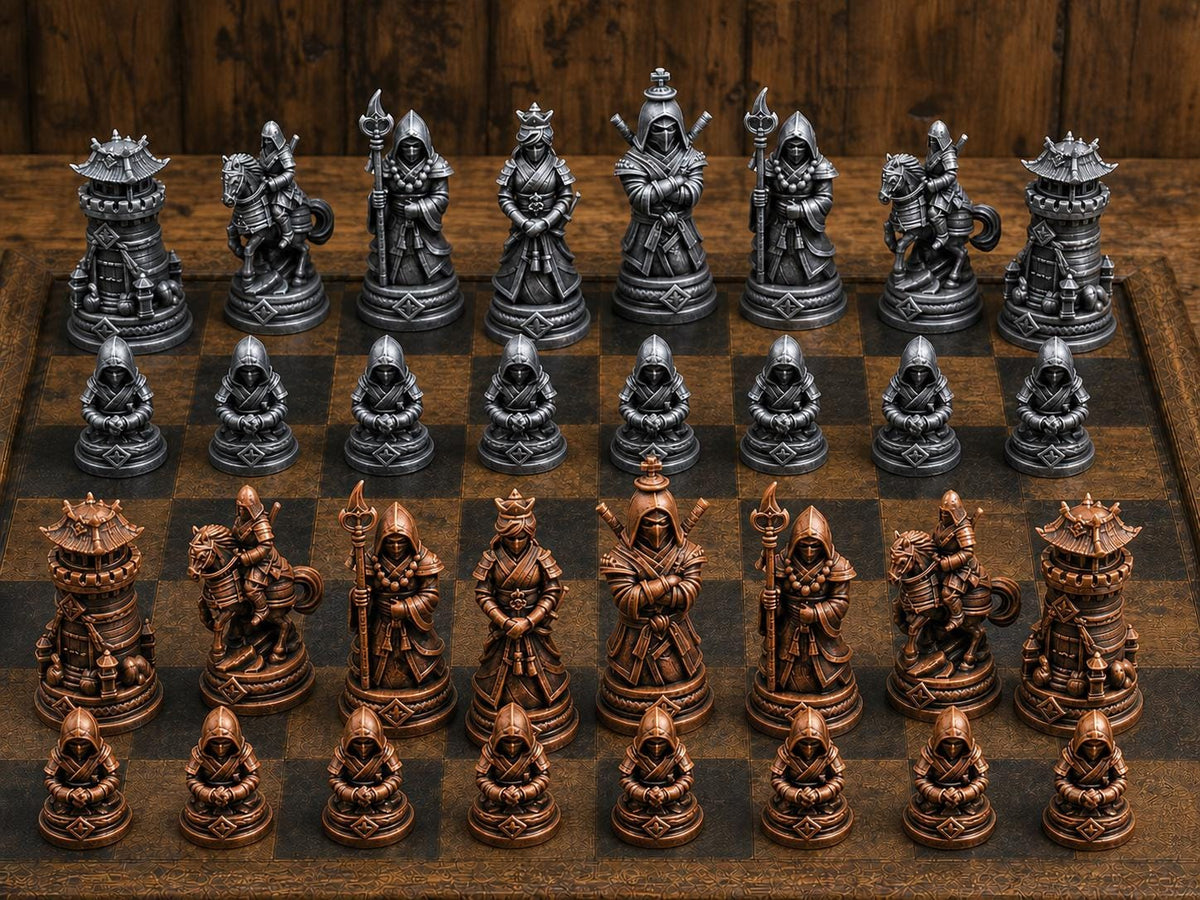 Ninja-Krieger – komplettes 32-teiliges Schachfigurenset – Ansicht 2