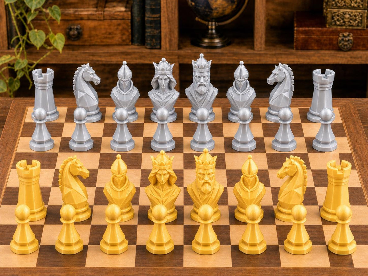 Abstrakte Geometrie – komplettes 32-teiliges Schachfigurenset – Ansicht 4