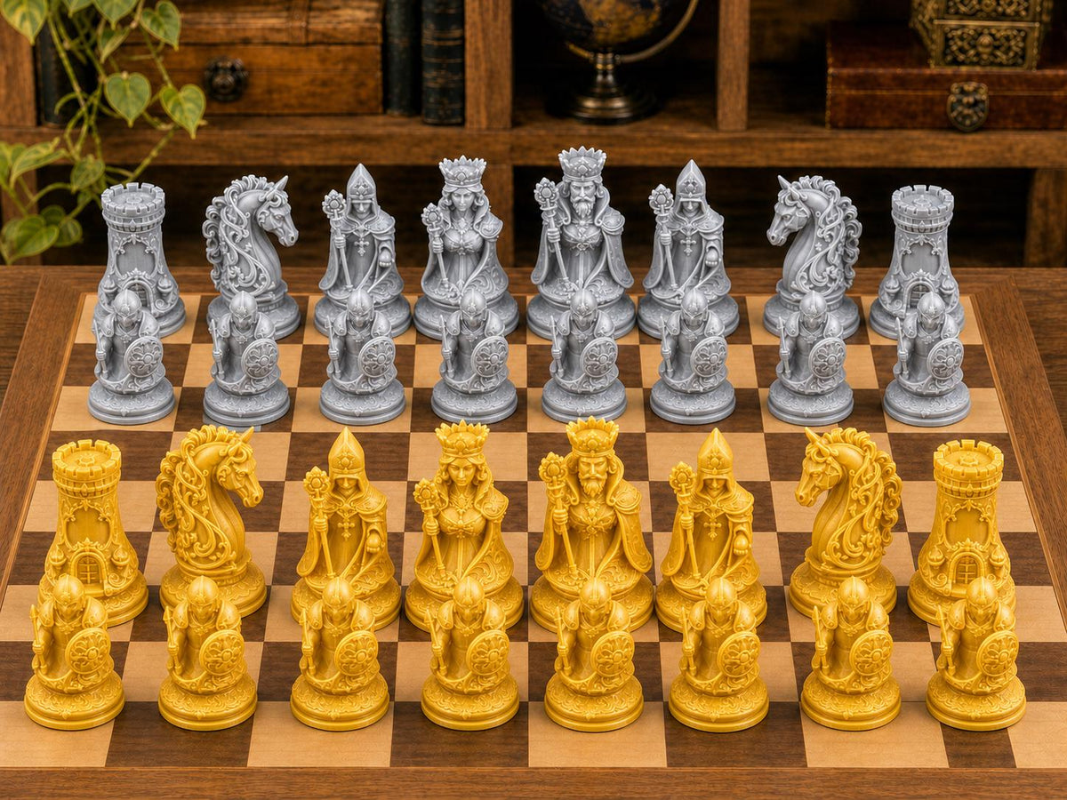 Luxuriöser Barockstil – komplettes 32-teiliges Schachfigurenset – Ansicht 4