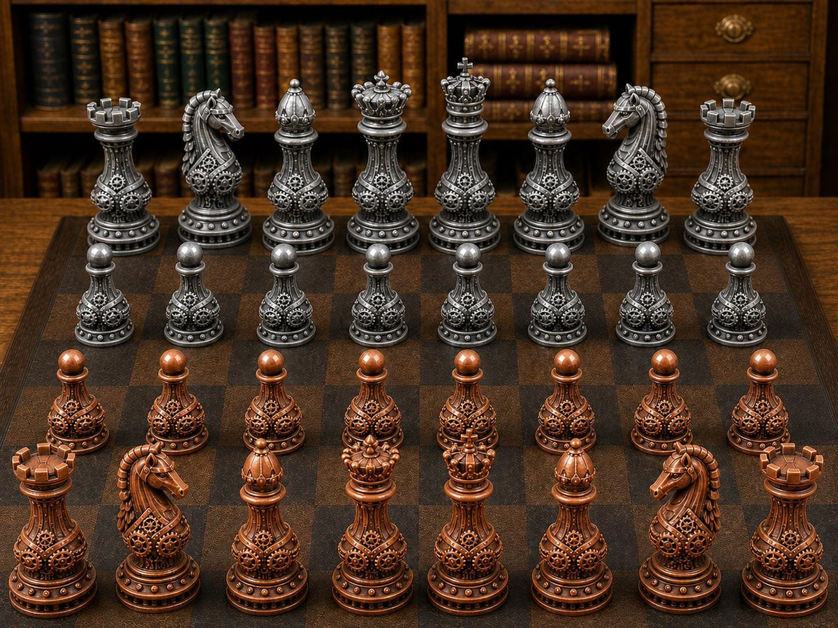Steampunk-Figuren – komplettes 32-teiliges Schachfigurenset – Ansicht 2
