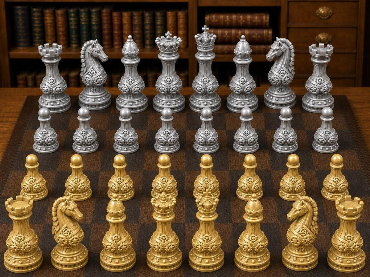 Steampunk-Figuren – komplettes 32-teiliges Schachfigurenset – Ansicht 4