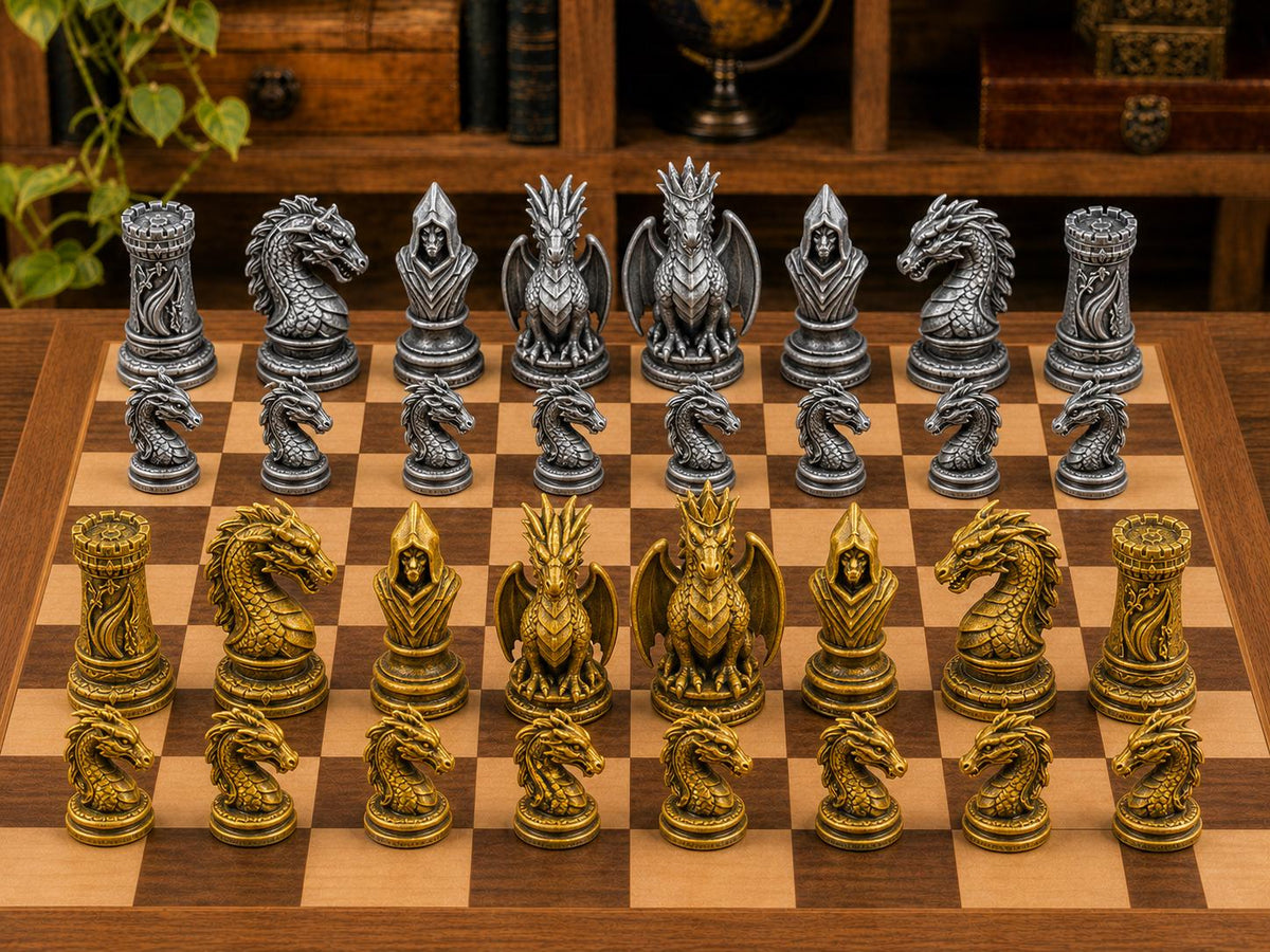 Drachenfiguren – komplettes 32-teiliges Schachfigurenset – Ansicht 1