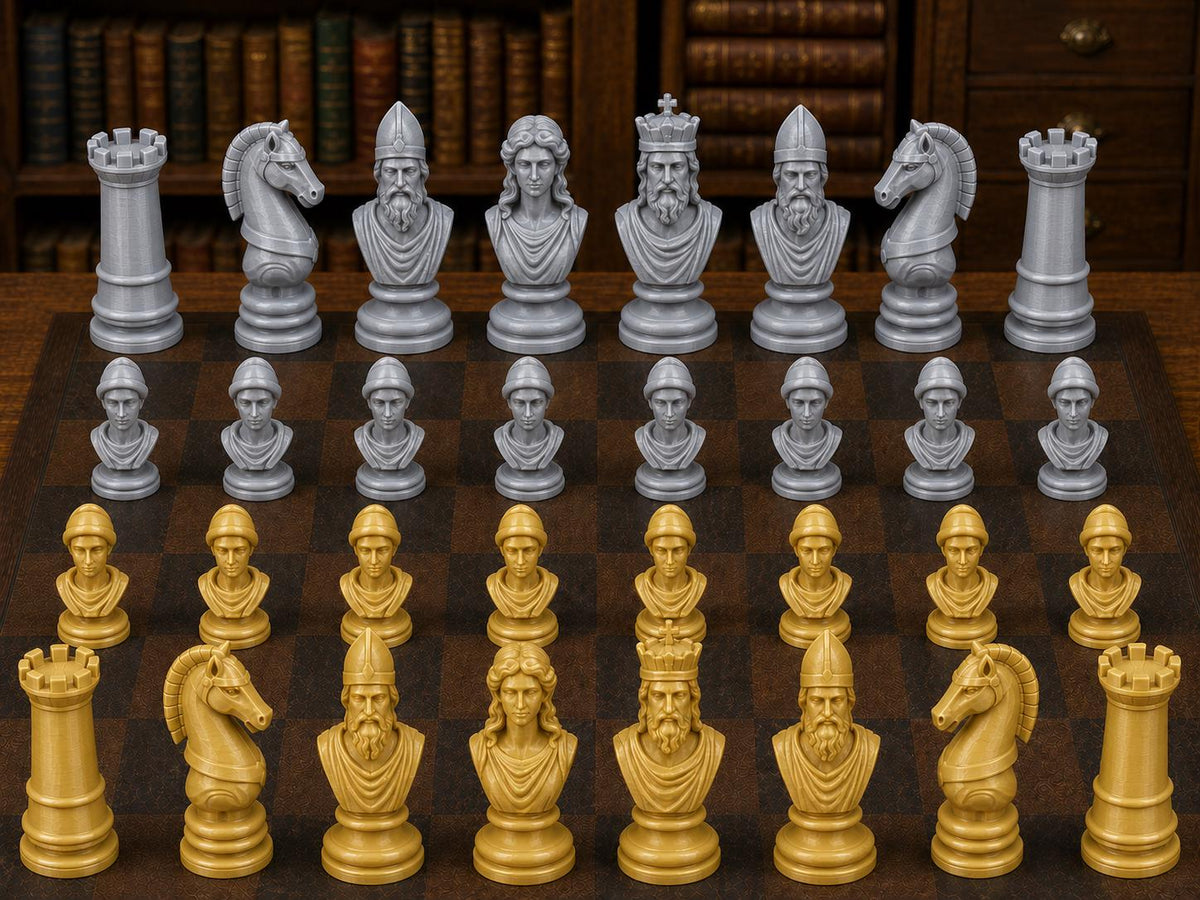 Antikes Griechenland – komplettes 32-teiliges Schachfigurenset – Ansicht 4