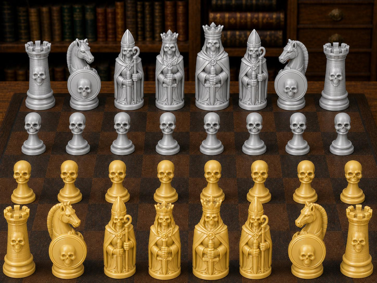 Skelettritter – komplettes 32-teiliges Schachfigurenset – Ansicht 4
