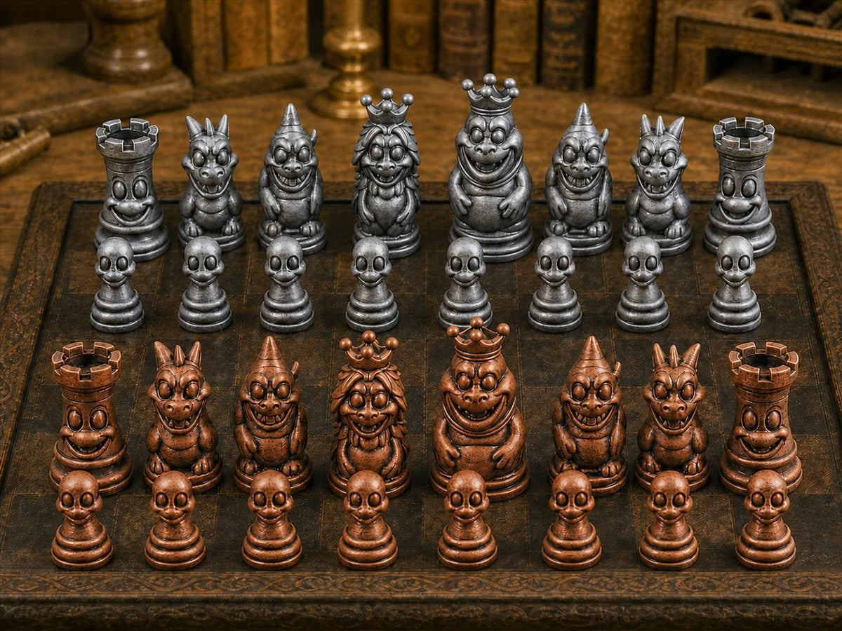 Monster und Fabelwesen – komplettes 32-teiliges Schachfigurenset – Ansicht 2