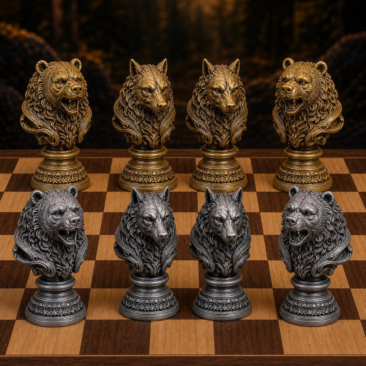 Waldtiere-Schach – 32 handbemalte PLA-Figuren – Ansicht 4
